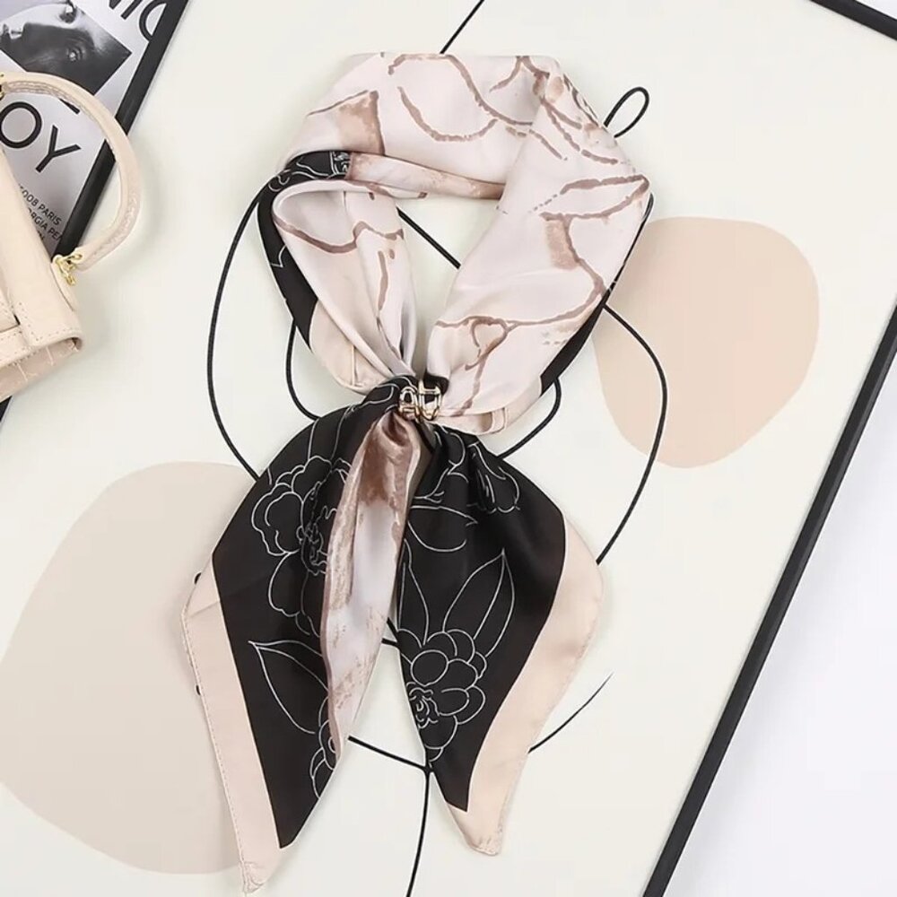 2/$30 NEW Sweet Flower Dainty Baroque Satin Silky Scarf